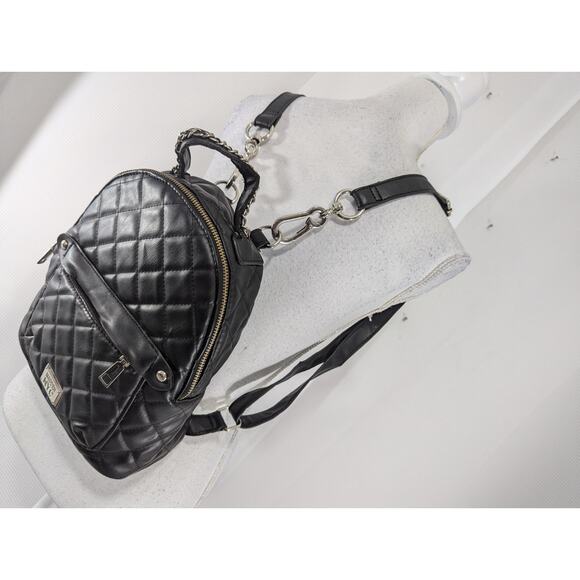 STEVE MADDEN! MADDEN NYC BLACK QUILTED VEGAN LEATHER MINI BACKPACK, PURSE, BAG! - Picture 10 of 11